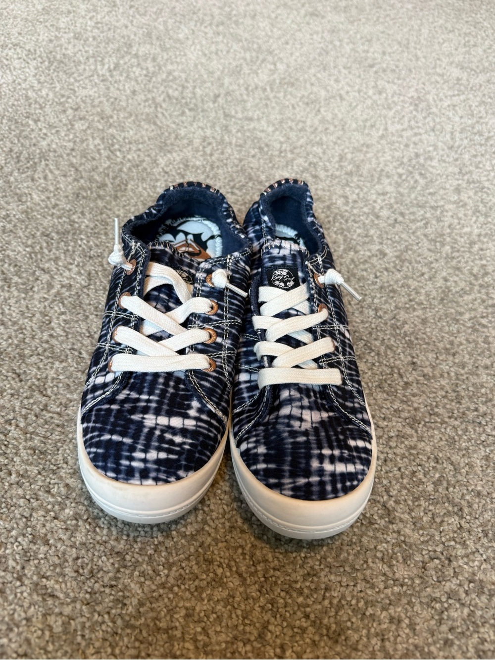 Roxy Kids Navy Tie-Dye Lace-Up Sneakers with White Soles